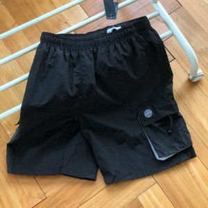 Stone Island nylon color blocking pocket drawstring shorts